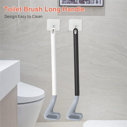Toilet Brush with Flexible Silicone Bristles & Golf-Style Rubber Handl