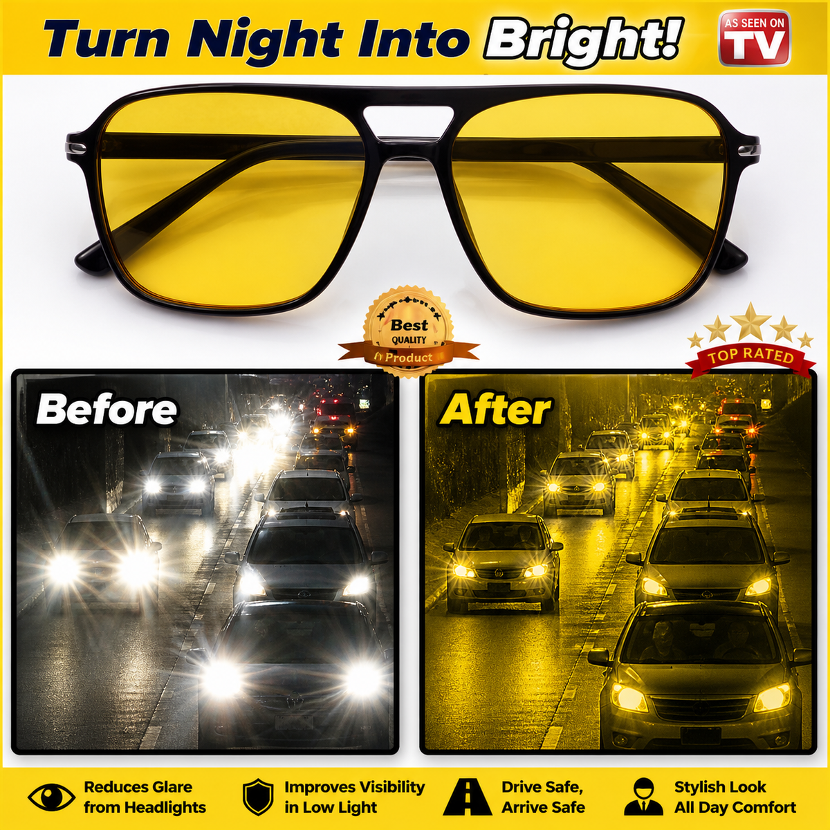 Night Vision Anti-Glare Driving Glasses