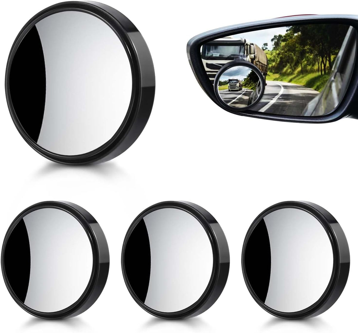 2 Pcs Car Round Mirror Original Glass Rear View Blind Spot Side Mirror Wide-angle 360 Lens