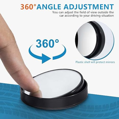 2 Pcs Car Round Mirror Original Glass Rear View Blind Spot Side Mirror Wide-angle 360 Lens