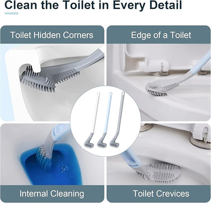 Toilet Brush with Flexible Silicone Bristles & Golf-Style Rubber Handl