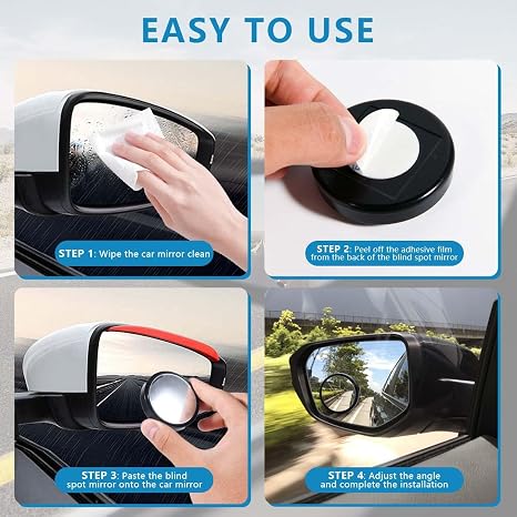 2 Pcs Car Round Mirror Original Glass Rear View Blind Spot Side Mirror Wide-angle 360 Lens