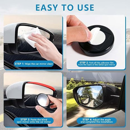 2 Pcs Car Round Mirror Original Glass Rear View Blind Spot Side Mirror Wide-angle 360 Lens