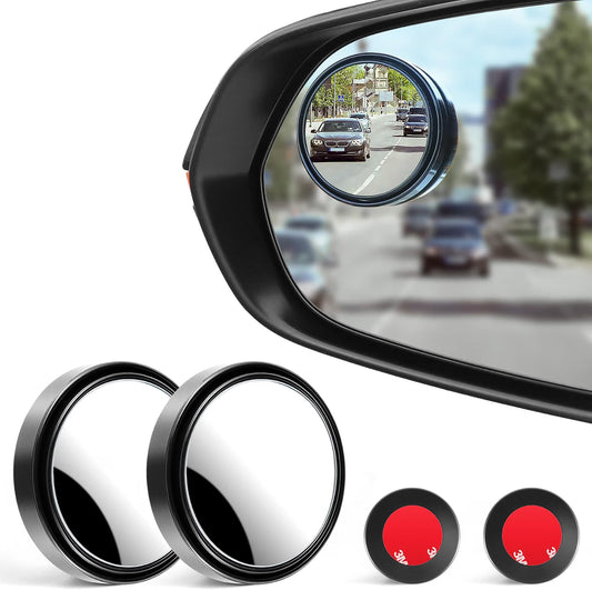 2 Pcs Car Round Mirror Original Glass Rear View Blind Spot Side Mirror Wide-angle 360 Lens