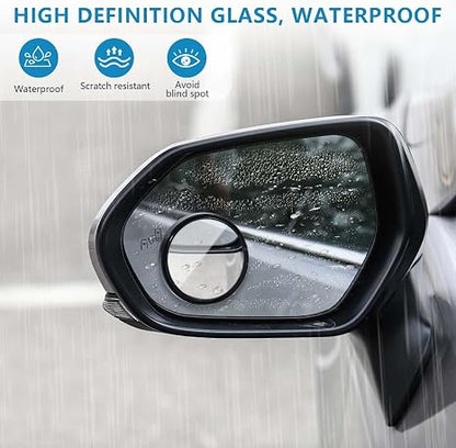2 Pcs Car Round Mirror Original Glass Rear View Blind Spot Side Mirror Wide-angle 360 Lens