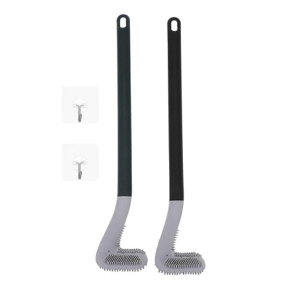 Toilet Brush with Flexible Silicone Bristles & Golf-Style Rubber Handl